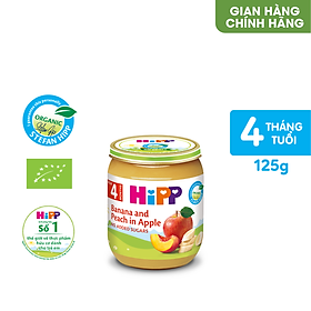 Dinh dưỡng đóng lọ ăn dặm Chuối Đào Táo HiPP Organic 125g