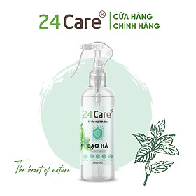 Xịt Phòng Tinh Dầu Bạc Hà Hữu Cơ Organic 24Care 50ML/100ML - Kháng khuẩn - Khử mùi hôi - Đuổi muỗi, côn trùng - Tập trung tinh thần làm việc, lái xe, học hành - Hương thơm thư giãn