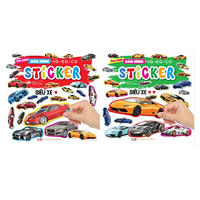 Combo 2 cuốn khám phá đầy đủ các loại siêu xe cho bé - sách sticker thế giới xe - Phát triển IQ - EQ - CQ