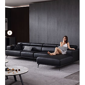 Sofa da góc L đầu bật cao cấp Juno Sofa HDCT-14