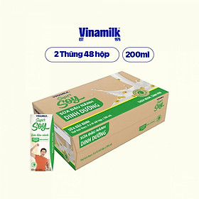 2 Thùng Sữa đậu nành Vinamilk Nguyên chất hộp 200ml - 48 hộp/Thùng