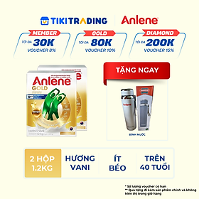 Combo 2 Sữa Bột Anlene Gold Hương Vanilla (Hộp giấy 1200g) - Tặng Bình Nước