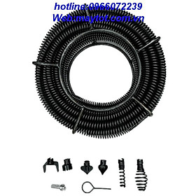 Mua dây thông tắc cống lò xo phi 16 dùng cho máy khoan dài 18m (gồm 18m dây  bộ 6 đầu thông  1 đầu kết nối máy khoan)