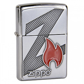 Bật Lửa Zippo Z Flame & Logo Emblem Brushed Chrome 29104