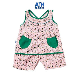 Bộ quần áo ngắn bé gái họa tiết Hoa nhí hồng túi xanh - AICDBG2SFD4Z - AIN Closet