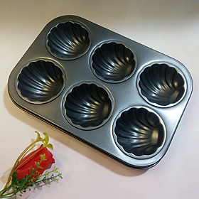 Khuôn nướng bánh cupcake, muffin, rau câu 6 ô loại to dày - T0184