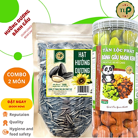 HẠT HƯỚNG DƯƠNG BỊCH 500G VÀ BÁNH GẤU NHÂN KEM HŨ 420G TÂN LỘC PHÁT