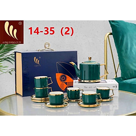 Mua Bộ ấm chén sứ sương hoạ tiết cao cấp viền vàng