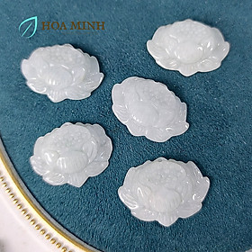 Mặt dây chuyền đá Cẩm Thạch khắc hình hoa sen cực đẹp size 21 x 28.7mm