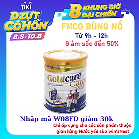 Sữa bột Wincofood GoldCare Canxi lon 900g: dinh dưỡng ít béo ngừa tiểu đường, bổ sung canxi giúp xương chắc khỏe, MUFA, PUFA tốt cho tim mạch, phù hợp cho người từ 30 tuổi trở lên.