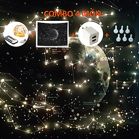Mua Combo bộ thảm tranh treo tường họa tiết dải ngân hà bằng vải mỏng và dây đèn led đom đóm trang trí (vải+ dây led+đinh)