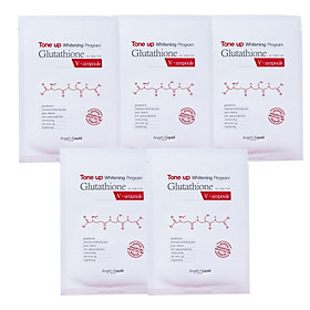 Combo 5 Mặt Nạ Dưỡng Trắng Sáng Da Angel’s Liquid Tone Up Whitening Program Glutathione V-Ampoule Mask 25g x5