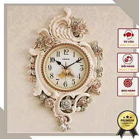 Đồng hồ treo tường hoa uốn lượn kết tạo mang phong cách tân cổ điển DHTT10 - Kích thước: 45x70 cm