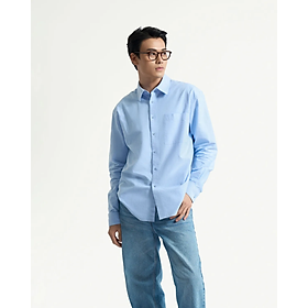 Áo sơ mi nam tay dài oxford trơn xanh nhạt form loose - RT 10F24SHL008 | ROUTINE CÀ MAU