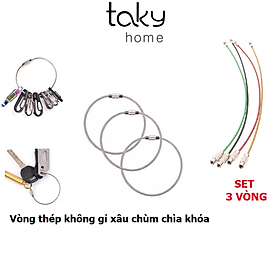 Set 3 Vòng Móc Xâu Chùm Khóa Không Gỉ, Có Chốt Ren Vặn Giữ Chặt, Móc Xâu Đa Năng, Tháo Gỡ Nhanh Chóng. TakyHome 5090