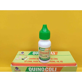 1 lọ quinocoli 10ml trị chướng diều, khô chân, xù lông, phân xanh trắng, toi, rù cho chim, vẹt, gia cầm