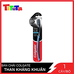 Bàn chải đánh răng Colgate than hoạt tính kháng khuẩn SlimSoft Charcoal mềm mảnh (Màu ngẫu nhiên)