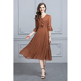 DRESS113-ĐẦM XÒE CHẤM BI TAY BÈO S-6XL