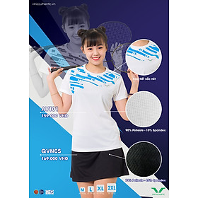 ÁO THỂ THAO NỮ VNT01 VINA AUTHENTIC CAO CẤP, CHẤT LƯỢNG, CHUẨN FORM, MỀM MẠI, CO GIẢN