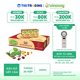 Thùng Sữa Đậu Nành Vinasoy Famigo Đậu Đỏ Nếp Cẩm (200ml x 36 Hộp)