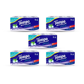Combo 5 lốc Khăn giấy Tempo Petit Icy Menthol (Lốc 6 gói)