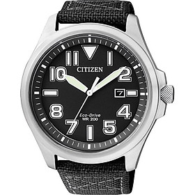 Đồng hồ nam citizen dây vải nato aw1410-24e - mặt đen