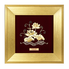 Mua Tranh Vàng 24K PRIMA ART - Hoa Sen Hai Cành - Kích thước 18 x 18 cm - CGS-0716-01