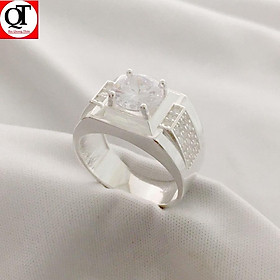 Nhẫn nam bản nhỏ ổ cao phong cách Hàn Quốc chất liệu bạc ta trang sức Bạc Quang Thản - QTNA62