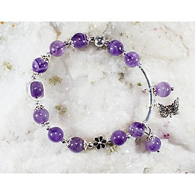 Vong Tay Phong Thủy Thạch Anh Tím Thiên Nhiên Mix Bạc 925 Cho Mạng Kim Thủy, Món Qùa Trang Sức Phong Thủy May Mắn Ý Nghĩa VT016