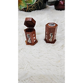 Mua Hủ tăm gỗ hương khảm trai cao cấp 8.5x6 cm