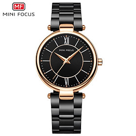 Đồng hồ đeo tay thời trang nữ MINI FOCUS dây đeo bằng thép không gỉ, chống nước 3ATM-Màu đen