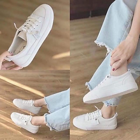 ( Hàng Loại 1) GIÀY THỂ THAO NỮ FULL TRẮNG KEM DÁNG DÂY LƯỜI