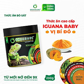 Thức ăn IGUANA BABY Bí Đỏ GREENABC. Dành cho Igu từ mới nở cho đến 9x, tăng kích thước, màu đẹp – Hộp 230g