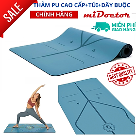 Thảm Tập Yoga Định Tuyến Da PU Cao Cấp Chính Hãng miDoctor + Túi Đựng Thảm Tập Yoga + Dây Buộc Thảm Yoga Định Tuyến