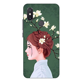 Ốp lưng điện thoại Xiaomi Mi 8 SE hình Cô Gái Tóc Hoa - Hàng chính hãng