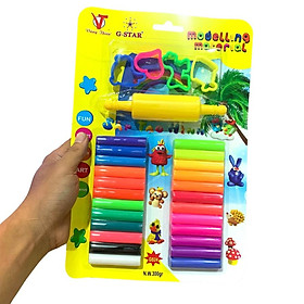 Đất Nặn tạo hình 24 màu Gstar GS24 có khuôn tạo hình và cây lăn chất liệu an toàn cho trẻ em