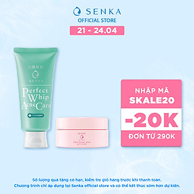 Sữa rửa mặt dành cho da mụn Senka Perfect Whip Acne Care 100g - Tặng Kem dưỡng trắng da ban đêm Senka 15g