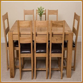 Mua Bộ bàn ăn Rustic Oak bàn 1m8  kèm 8 ghế juno sofa ( Vàng Gỗ Tự Nhiên)