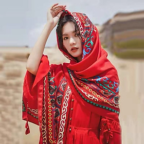 Khăn Choàng Boho Đi Biển, Khăn Quàng Cổ Họa Tiết Thổ Cẩm Mỏng Nhẹ (Nhiều Mẫu)