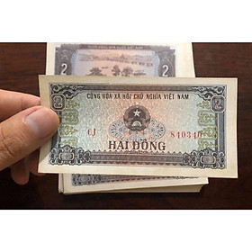 Mua 01 tờ 2 đồng bao cấp  tiền cổ xưa Việt Nam thật 100%   - tặng kèm túi nilon PASA NUMIS để bảo quản