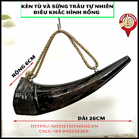 Mua  Loại đẹp  Kèn tù và sừng trâu tự nhiên - điêu khắc hình Rồng - Lưỡi gà bằng đồng cho âm thanh to vang xa - Màu sắc sừng tự nhiên