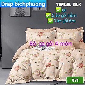 Bộ drap gối Tencel vải Hàn Quốc , đỉnh cao mát , mềm mại { drap và 3 áo gối