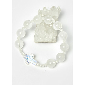 Vòng Chuỗi Mân Côi Đá Thạch Anh Ưu Linh Trắng hạt đá 10mm ,ni 50 - Ngọc Qúy Gemstones