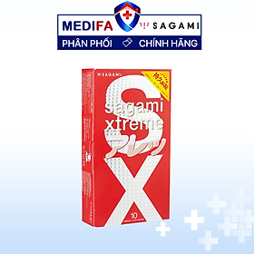 Bao Cao Su Gai Kéo Dài Thời Gian Của Nhật Bản Sagami Xtreme Feel Long (Hộp 10 Chiếc) Không Mùi Cao Su - Tặng 1 Chiếc BCS Power Men - Che Tên Sản Phẩm