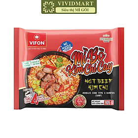 VIFON - Mì Vifon nấu 4 phút hương vị Bò kim chi cay, Mì Bò kim chi cay Vifon nấu, Mì nấu Vifon (105g/gói)