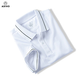 Áo polo nữ trắng phối viền ADINO vải polyester cotton không bai xù dáng công sở slimfit hơi ôm trẻ trung APN04
