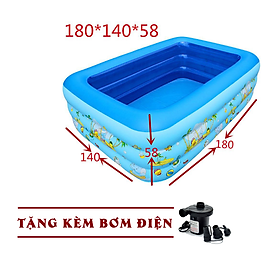 Mua Bể bơi phao 3 tầng size 1m8 TẶNG BƠM ĐIỆN (180x140x60) (ngẫu nhiên)