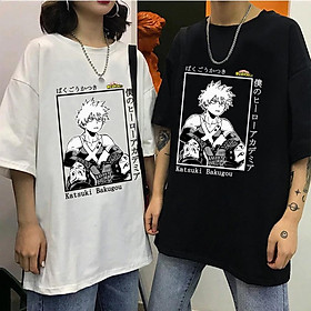 Áo Thun, áo phông Anime Bakugou Katsuki My Hero Academia 2 màu đen trắng độc đẹp