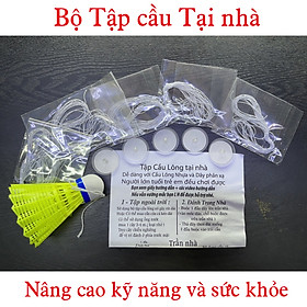 Tập Cầu lông Tại nhà ( 1 cầu + 5 dây + 5 móc dán trần) Trái cầu bay Ngược