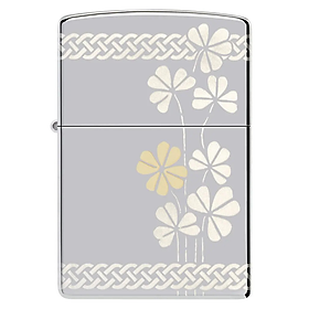 Bật Lửa Zippo Chính Hãng Clover Design - Họa Tiết Cỏ 4 Lá May Mắn, Laser 360°, Bảo Hành Trọn Đời
